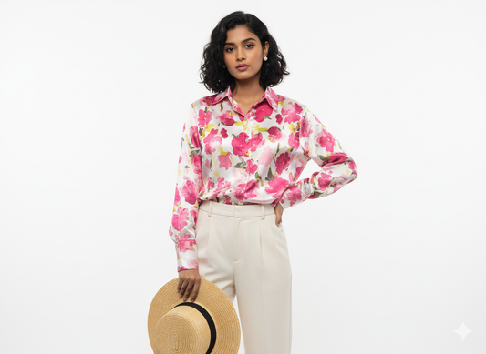 Stylish Contrast: Bold Striped Satin Shirt (S, M, L)